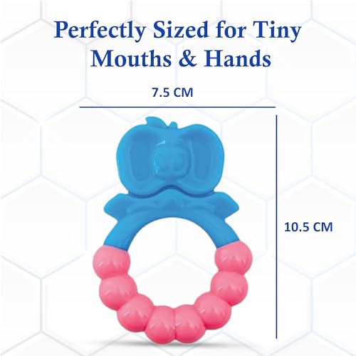 Image of MamaLaps Soft Silicone Baby Teether, Silicone BPA Free Teethers for Newborn Infant, Teething Toy for Babies with Textured Surface for Soothing Gums (Pack of 1, Ribb Apple-Blue)