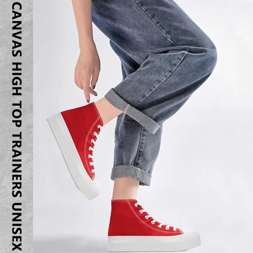 maxvinci Ladies Red High Top Canvas Platform Trainers - Image 6