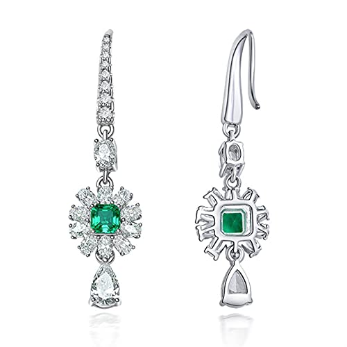 Boucles d'oreilles émeraude argent S925 bijoux femme fins de 4mm