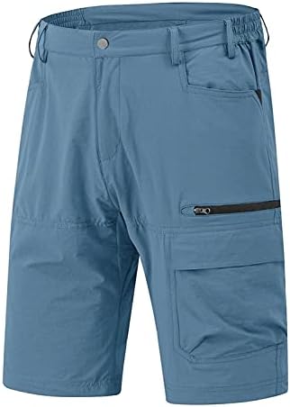 Rdruko Men's Quick Dry Work Shorts UV Protection Golf Cargo Shorts with Zipper Pockets(Dusty Blue, US 34)