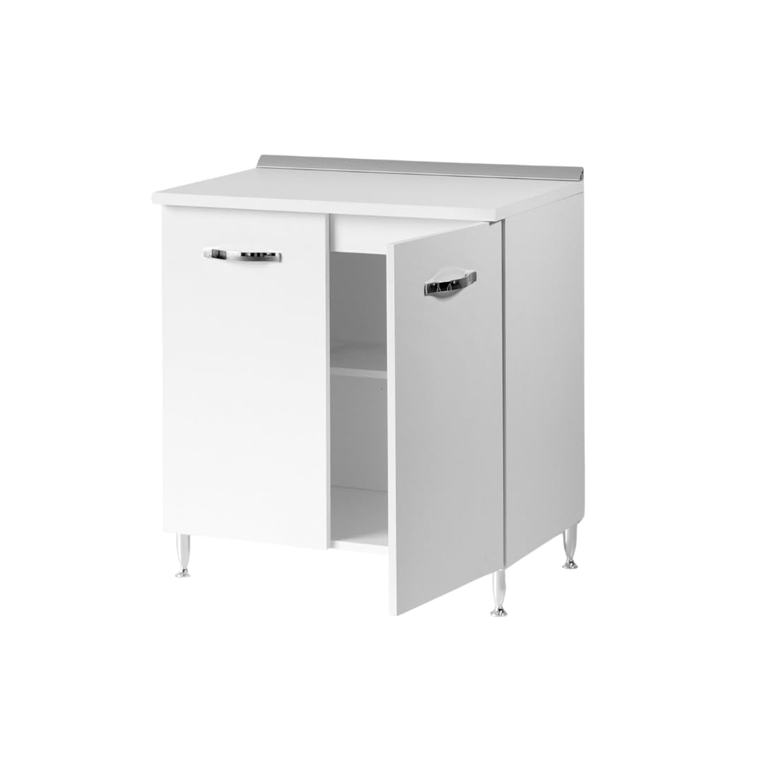 Linea Azzurra Base 80 Mobili Cucina Componibile con 2 Ante e 2 Ripiani in Legno Made in Italy H85xL80xP50 cm Elegante Funzionale Facile da Montare (Bianco Frassinato)