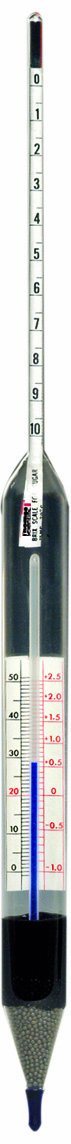 Thomas Brix Non-Mercury Thermo-Hydrometer, 0 to 50 degree C, 29 to 41 Brix Range, 15" Length