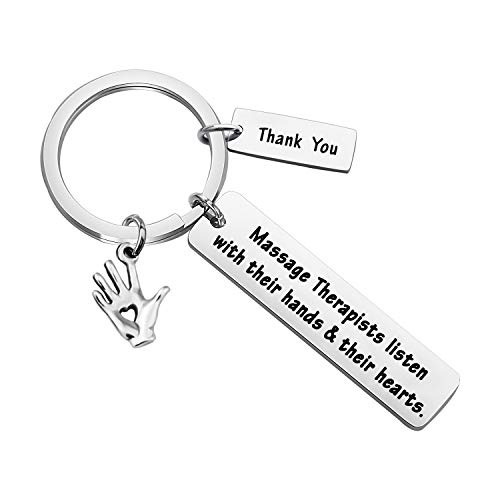 Gzrlyf Massage Therapist Keychain Massage Therapy Gifts Therapist Appreciation Gifts Massage Therapists Listen with Their Hands and Their Hearts