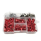 □ Material: Alle Aluminium Wfrspavey Universal Motorradverkleidung Bolzen Nüsse Körperverschluss Clips Schrauben Kit für Yamaha BT1100 BT 1100 TRX850 XJ6 Diversision FZR400 hnyxs (Color : Red)