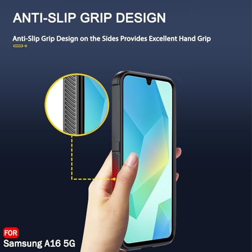 Image of TheGiftKart Liquid Silicon Back Cover Case for Samsung Galaxy A16 5G | Shockproof Military Grade Protection | Micro-Fibre Cloth On Inner Side | Anti-Slip Grip Back Cover for Samsung A16 (TPU, Black)