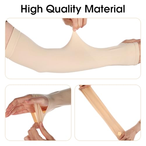 Abeillo 4 Paar Lange Armstulpen, Armstulpen Damen, UV Sonnenschutz, Schützender Armschutz, Lange Fingerlose Handschuhe Wärmer Daumenloch, Armsleeve, Hautschutzärmel für Damen Herren (Hautfarbe)