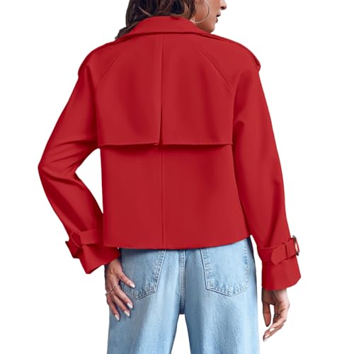 Women Crop Double Breasted Trench Coat Raglan Sleeve Cropped Spring Fall Trendy Long Work Jackets Short Work Coats2