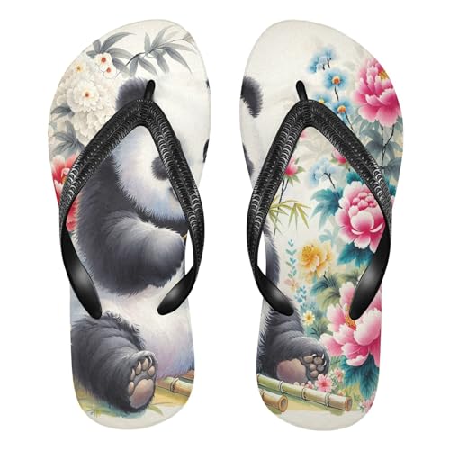 Burbuja Watercolor Panda Flip Flops for Women Men, Soft Thong Sandals Rubber Slippers for Pool Beach Essentials