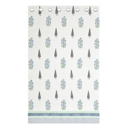 Image of BLOCKS OF INDIA Hand Block Printed Cotton Linen Daylight Door Curtain (Style 6, Door 7 FEET)