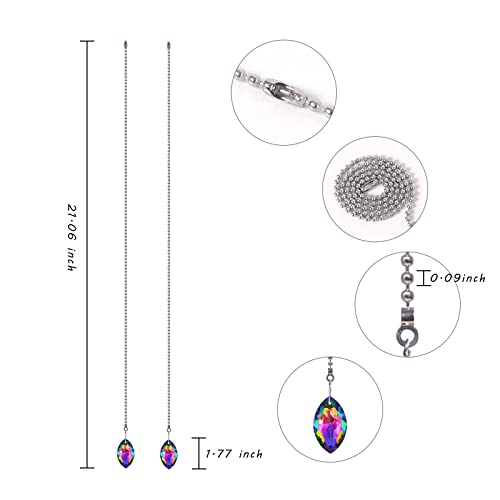 Image of 2pcs Crystal Prism Fan Chain Extender Pull Chain Switch Ceiling Fan Extension
