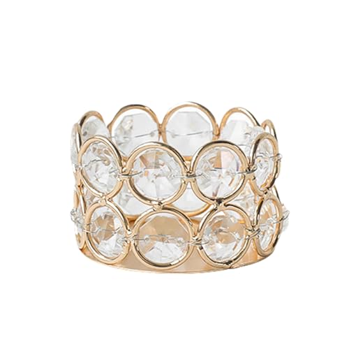 Fahoujs Portavelas de Tealight Candelabro Votivo Crystal Bowl Decorativo Joyas Velas Centro Decoración Boda Portavelas Metal