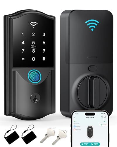 WiFi Smart Lock for Front Door – Firstriver Keyless Entry Electronic Deadbolt with Biometric Fingerprint & Digital Keypad Built-in Wi-Fi App Control Auto Lock Compatible with Alexa & Google Assistant