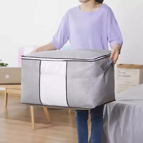 Organizador Bolsa de Plástico Multiuso 45x45x27cm - 2 Unidades (Cinza)