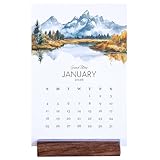 2026 Monthly Office Desk Calendar - National Parks Set 1 - Watercolor Style - Wood Stand - Annual 12 Month - 4” x 6” Cards – Minimalist Home Décor (National Parks Set 1)