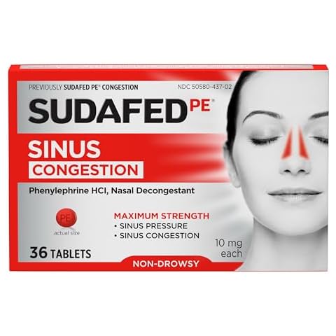 Sudafed PE Sinus Congestion Maximum Strength Non-Drowsy Decongestant Tablets, 36 ct Cover