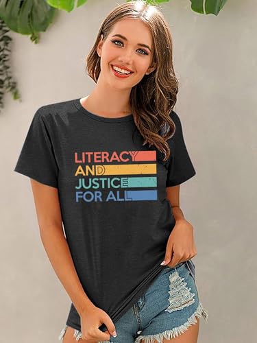 Reading Shirts for Women Cute Book Lover Gift Teacher T Shirt Literacy Education Letter Print Tee Tops2