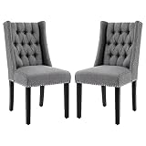 ABET Tufted Dining Chairs Set of 2, Upholstered Fabric Dining Room Chairs, Comfy Linen Armless Kitch