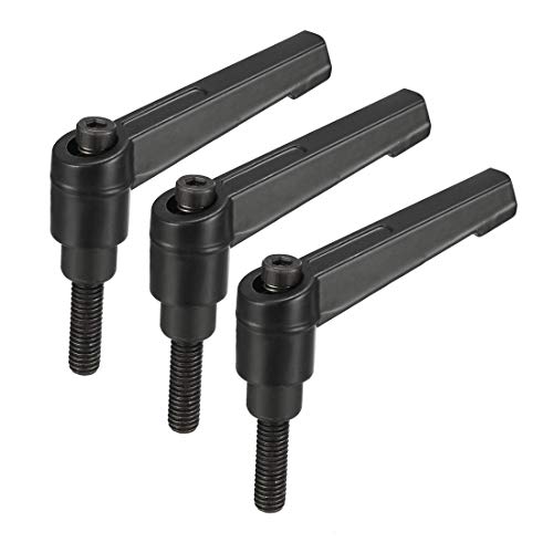 Image of uxcell M6 x 20mm Handle Adjustable Clamping Lever Thread Push Button Ratchet Male Threaded Stud Knobs Locking Rotating Screw Handles Quick Release Bolt Black 3pcs