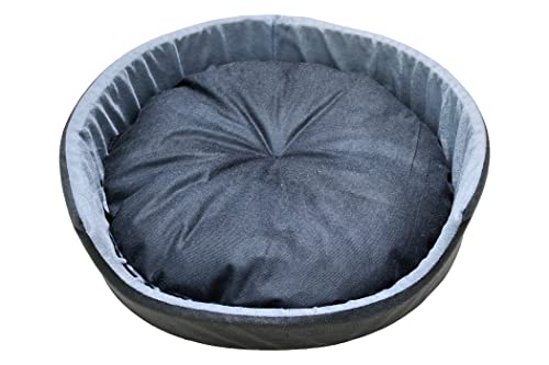Image of X-Large Size Dog and Cat Bed Round Shape Export Quality Ultrasoft Micro Fiber Filling for Extra Comfert Dual Color Grey-Black Machine Washable Anti Skid Base Pet Bed