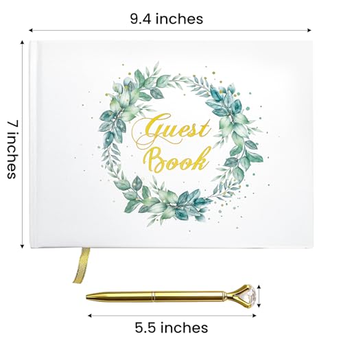Image of Noamus Wedding Guest Book, 120 Pages Photo Guestbook to Sign at Reception Party, 9.4 inchx7 inch Elegant Blank Sign in Book, Hard Cover Bridal Shower Registry Books for Graduation Birthday Party Anniversary