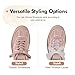 JACKSHIBO Women's Ribbon Lace-Up Fashion Sneakers Classic Retro Gum Sole Non Slip Tennis Walking Shoes Arch Support Orthopedic Low Top Lace Casual Skate Shoes with Memory Foam Pink Size 8