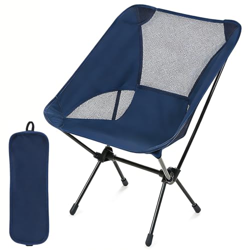 Lightweight Camping Chair for Adult Compact Foldable Backpacking Chair with Carry Bag Heavy Duty Folding Chair with Cozy Support for Outdoor Hiking Picnics Fishing Easy to Assemble and Pack Away