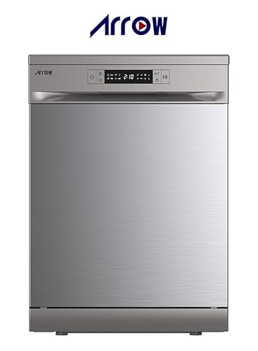 غسالة صحون 15 فرد بـ8 برامج غسيل مختلفة وشاشة LED، مستوى الضوضاء أثناء التشغيل 49 ديسيبل، بميزة فتح الباب تلقائيا وقفل للأطفال، جزء داخلي ستانلس ستيل من ارو، موديل: RO-15DWGS