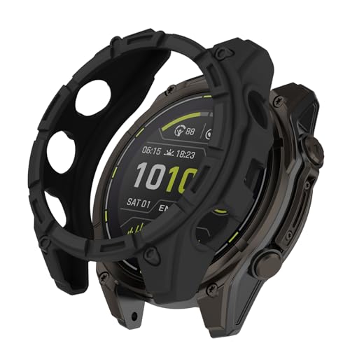 For Garmin Enduro 3 �P�[�X �V���R���� �J�o�[ YANMONGI �ی�P�[�X �ϏՌ� �S�ʕی� �Ռ��z�� �ȈՒ��E �y�� ���ϋv �ی�J�o�[ Garmin Enduro 3 �Ή�(�u���b�N�j