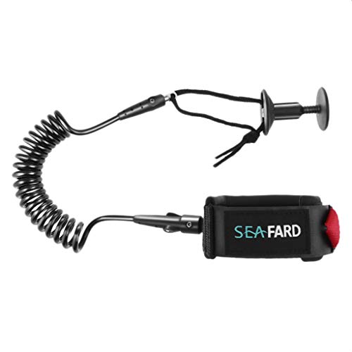 YIJU Tira de Bíceps para Prancha de Surfe com Guia de Pulso em Espiral E Plugue de Segurança - Preto