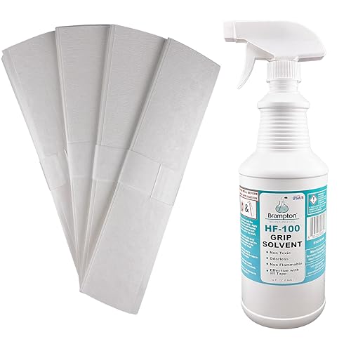 Brampton Golf Grip Tape Strips (60 Pack, 2" x 10") + Brampton HF-100 Golf Grip Solvent (32oz) – Complete Golf Club Regripping Kit – Double-Sided Adhesive Tape & Non-Toxic, Non-Flammable Solvent