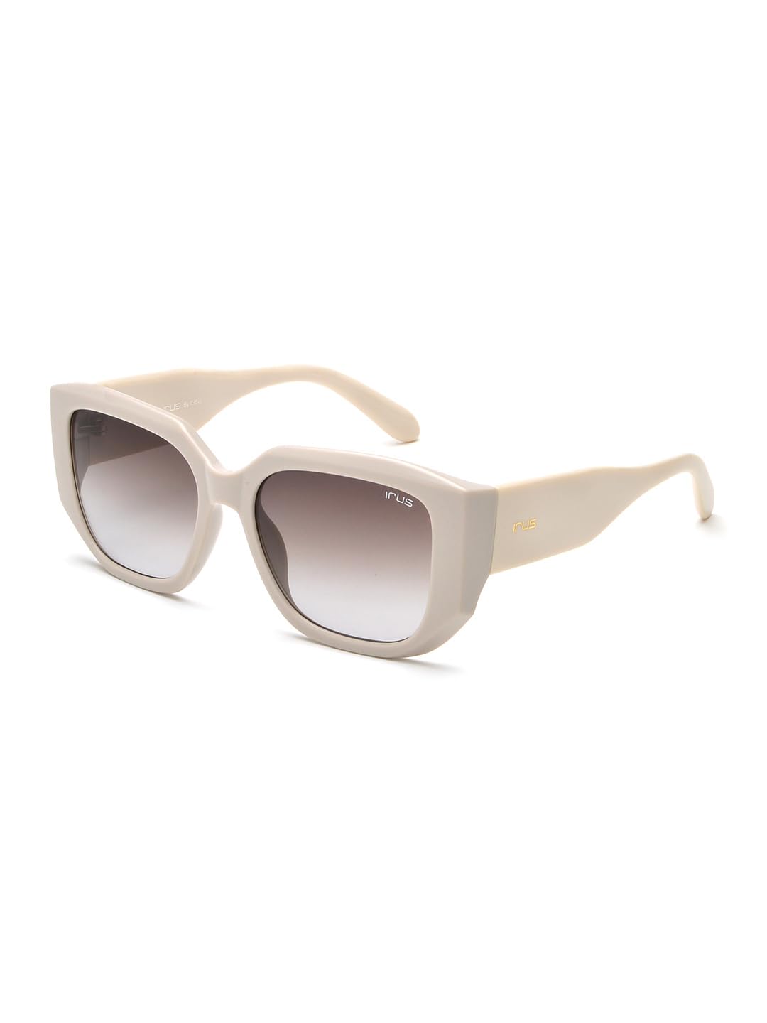 IRUSsunglasses| 100% UV protected | Gradient | Full Rim | Square | Women | Medium | Shiny Light Beige Polycarbonate Frame | Smoke Gradient Polycarbonate Lens