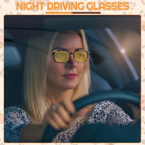 4 Pairs Night Vision Driving Glasses for Men Women, Polarized Anti Glare Yellow Lens Night Vision Glasses for Nighttime Driving Fishing Golf3