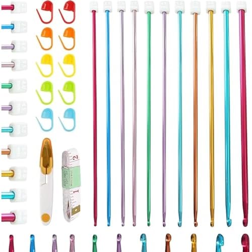 KELAV Häkelnadel Set – 26-teilig mit 14 Aluminium-Nadeln (2–10 mm) und Zubehör