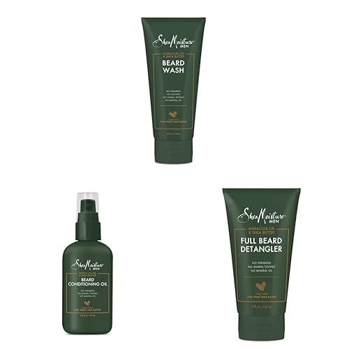 SheaMoisture Aceite para lavar y acondicionar barba – Limpieza profunda y refrescar con manteca de karité y aceite de maracuja – Desenredante de