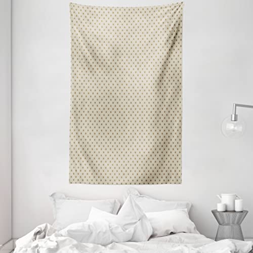 ABAKUHAUS Beige Wandteppich & Tagesdecke, Polka Dots klassisch aus Weiches Mikrofaser Stoff Kein Verblassen Klare Farben Waschbar, 140 x 230 cm, Beige Tan