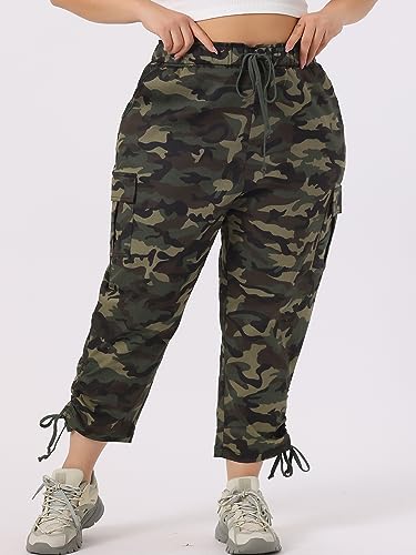 Agnes Orinda Women's Plus Size Drawstring Elastic Waist Cargo Pants with Pocket2
