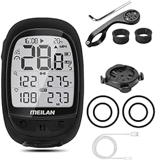 MEILAN Oval GPS Bike Computer Wireless, Bluetooth ANT+ Bicycle Odometer and Speedometer Waterproof Rechargeable Cycling Computer with 2.4 Inch LCD Backlight Display Fits All Bikes Outdoor Cycling