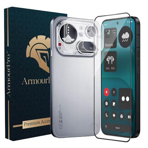 Image of ArmourPro Tempered Glass and Clear Camera Lens Protector for Nothing Phone (4A) Pro, Edge to Edge Screen Guard, Anti-Bubble, Scratch Resistant, Anti-Fingerprint, Installation Kit | Clear