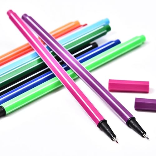 Kit Caneta Ponta Fina Fineliner Colorida 0.4mm para Desenho e Escrita (12)