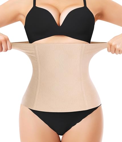 LBOYLOVE Waist Trainer for Women Tummy Control Postpartum Recovery Belt Waist Cincher Body Shaper (Beige Large)