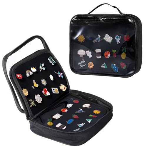 Pin Books for Collectors, Enamel Pin Display Pages Pin Carrying Case, 6 Pages Travel Brooch Pins Display Bag with Protective Film, Handles by DAOLONG - Used condition - US$14.47