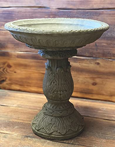 Image of J and L Stone Ornaments Art Deco Style Leaf Vine Bird Bath Statue
