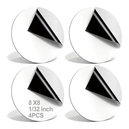 4PCS 8"x 8"x1/32 430 Stainless Steel Disc Plates, Stainless Steel Round Metal Sheet Plates for Magnetic Mount Board Wall for DIY Crafting, Kitchen, Office Industry