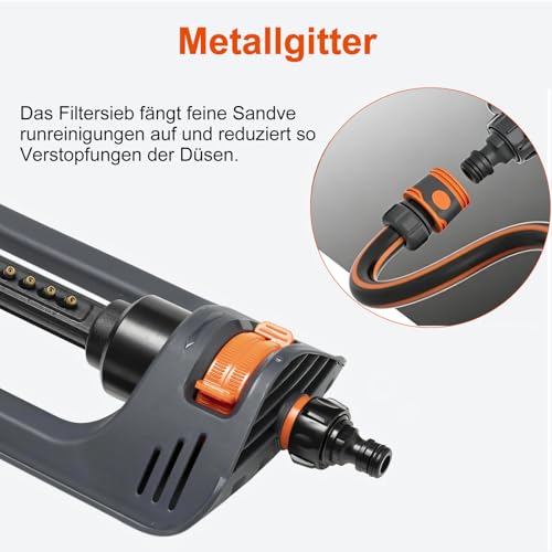 Rasensprenger Viereckregner Rasensprinkler -19 Auslassdüsen Garten Viereckrasensprenger mit Metallfilter – für gleichmäßige Flächenbewässerung Garten, Felder