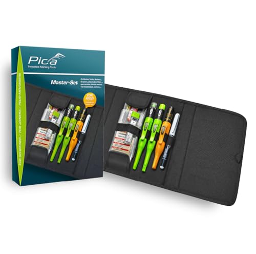Pica 55010 Marker Pen Set for Carpenters, Carpenter's Pencil - for Wood, Metal, Ceramic, Glass, etc. - with Bag