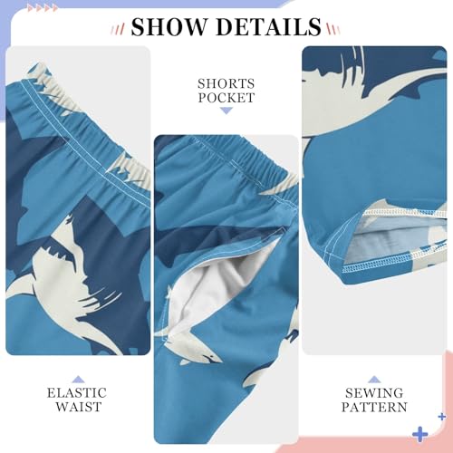 Cartoon White Shark Cute Pajama Pants, Soft Sleepwear Lounge Pants Pajama Pj Bottoms for 6-14 Years4