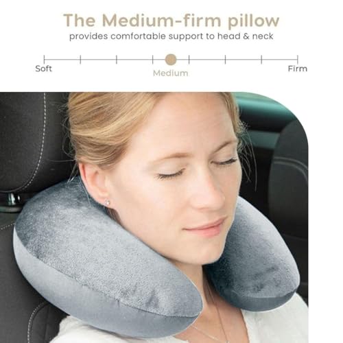 Image of ALN Premium Velvet Travel Neck Pillow for Travelling and Sleeping in Airplane Flight, Cab, Car, Train, Bus for Men and Women Head Rest Neck Holder Pillow for Pain Relief
