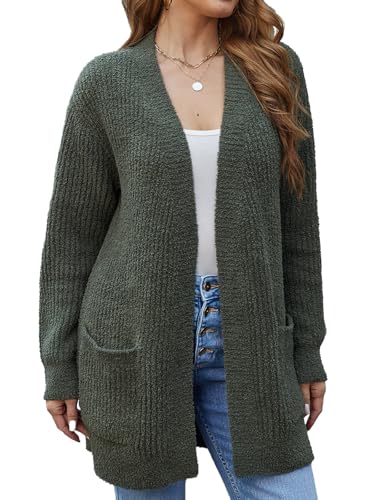 Image of Snuggle Sac Cardigan Sweaters for Women with Pocket Trendy Casual Long Sleeve Tops Open Front Fall Winter Coats