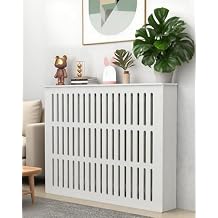 Modern Radiator Cover Heater Heating Side Stand Cabinet Shelf Household Heater Cover for Home, Vertical Louvered Slatted Grill Design, White35.4" Lx27.5 Hx7.9 D