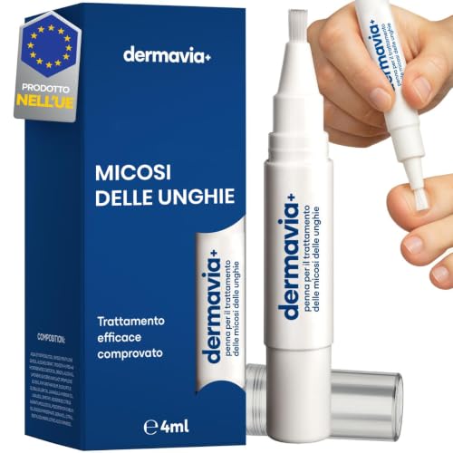 DERMAVIA+ Trattamento per Funghi delle Unghie – Cura il piede d’atleta, la tigna e il prurito – Penna a Torsione 4 ml – Adatto ai diabetici – Trattamento clinicamente testato – Facile da usare